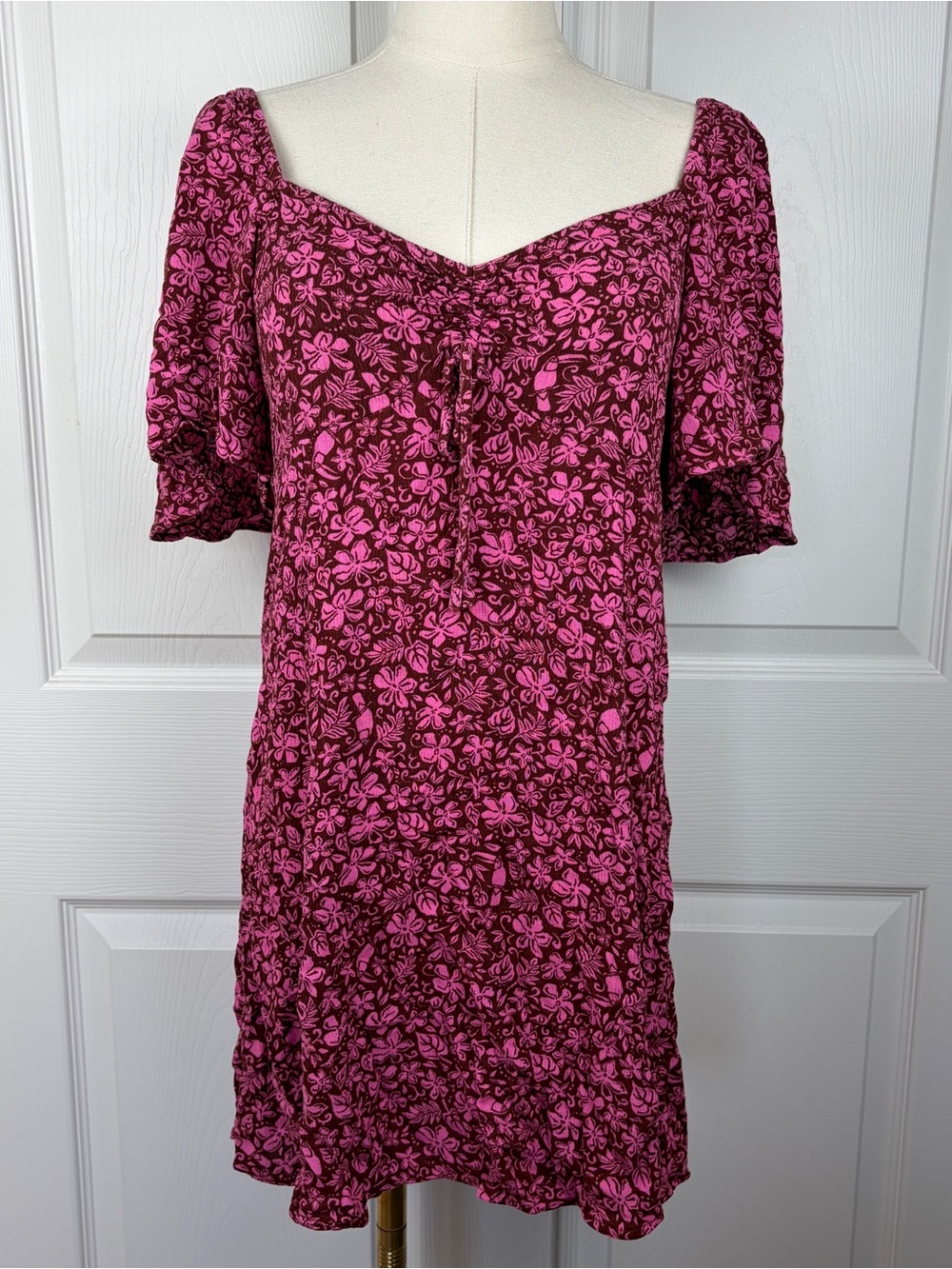 Rip curl Pink Floral Square-Neck Mini Dress